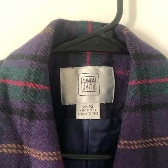 Vintage Amanda Smith Clueless Plaid Wool Made in USA Blazer Jacket Sz M - Picture 4 of 7